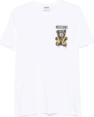 Moschino T-shirt met ronde hals - Heren - T-shirts - Wit - XL - Katoen - Tops