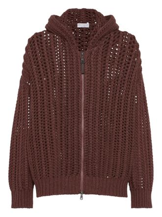 Brunello Cucinelli open-knit cardigan - Brown