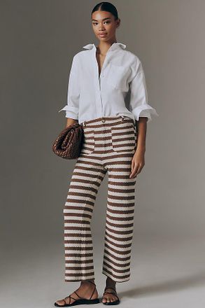 Maeve The Colette Striped Knit Crop Wide-Leg Pants by Maeve