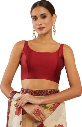 Soch Womens Satin Sleeveless Blouse, maroon, 8