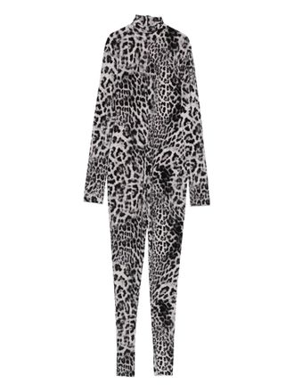 Norma Kamali leopard-print turtleneck jumpsuit - Black