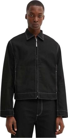 Sunnei Shirt-jack met contrasterende stiksels - Heren - Zomerjassen - Zwart - XS - Katoen - Jassen