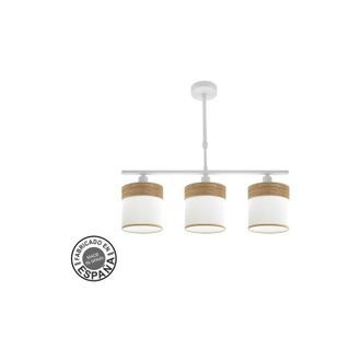Fabrilamp Lampara Cloe 3xe14 Blanca/blanca-madera Clara Regx55x14 cm - Fabrilamp