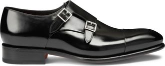 Santoni Double-Buckle Goodyear Hand-Antiqued Shoes