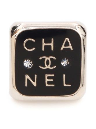 Chanel 2022 CC rhinestone-embellished pin - women - Gold Plated - One Size