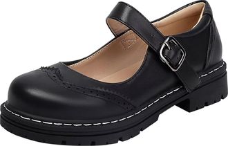 Generic Womens Platform Mary Janes Shoes Soft Faux Leather Sweet Toe Ankle Lolita Gothic Platform Dress Pumps Shoes Elegant Closed Low Shoes Chunky Platform S