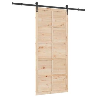 vidaXL Puerta Corredera Natural 100 X 208 Cm Madera De Pino Maciza Vidaxl