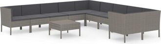 vidaXL Set De Muebles De Jard&iacute;n 11 Pzas Y Cojines Rat&aacute;n Sint&eacute;tico Gris Vidaxl