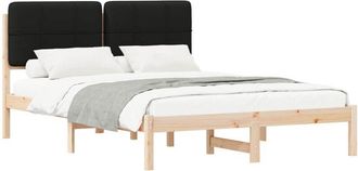 vidaXL Estructura De Cama Con Cabecera Tapizada Negro 140 X 200 Cm Vidaxl
