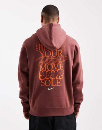 Nike Solo Swoosh - Felpa con cappuccio marrone con grafica