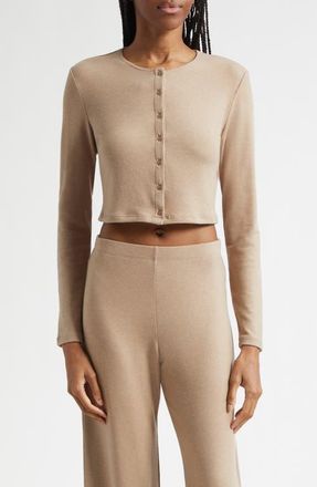 Leset Lauren Crop Cardigan in Sable at Nordstrom, Size X-Small