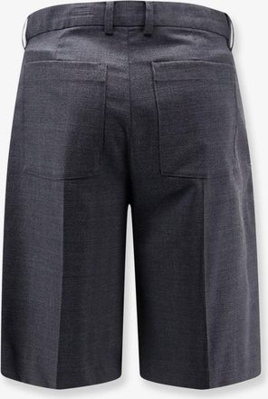 Dunst Mens Bermuda Shorts Pleated Check Grey Wool