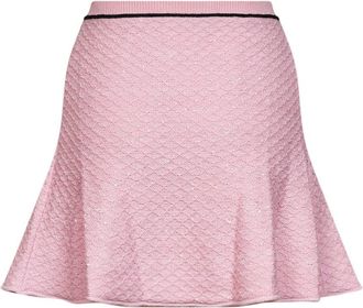 Self Portrait Womens Mini Skirt Pink Sequin Knit Polyester