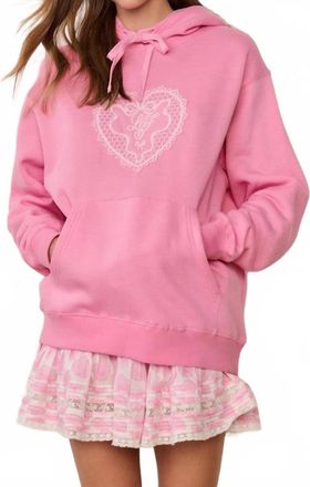 LoveShackFancy Nacova Heart Doily Fleece Hoodie In Pink
