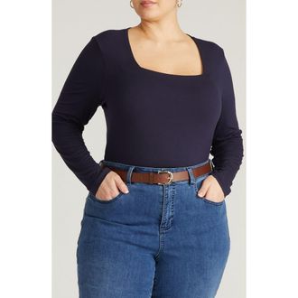Universal Standard Valentine Liquid Jersey Top in Midnight Blue at Nordstrom, Size Xl