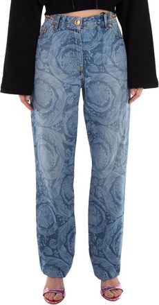 Versace Barocco Straight-Leg Denim Jeans, Waist Size 27