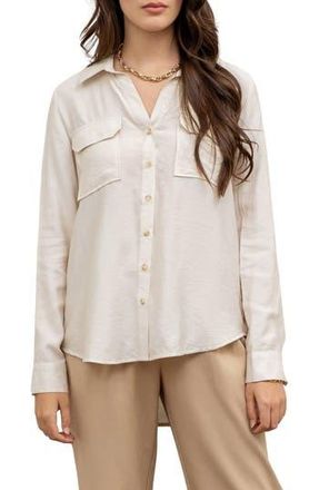 Blu Pepper Crinkle Button-Up Shirt in Light Taupe at Nordstrom Rack, Size Medium
