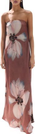 Mango Floral Open Back Maxi Dress in Pastel Pink at Nordstrom, Size 8