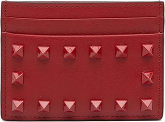 Valentino Garavani 2018-2025 Leather Rockstud card holder - Rosso