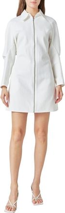 Grey Lab Long Sleeve Zip Minidress in White at Nordstrom, Size Medium