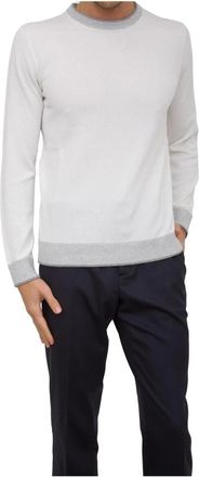 PESERICO Stijlvolle Gebreide Top - Heren - Ronde hals truien - Wit - 2XL - Wol - Truien & Vesten