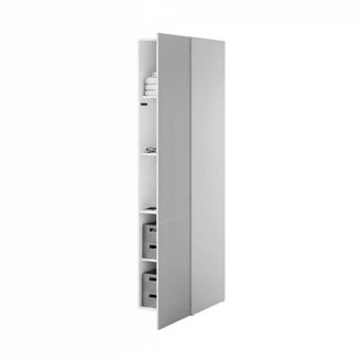 Dmora Armario Multiusos Treville De 1 Puerta, Mueble Multifuncional Con 4 Estantes Interiores, Acabado Acanalado, 45x56 H199 Cm, Blanco