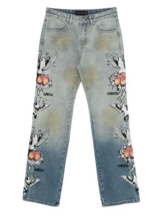 Who Decides War by Ev Bravado Dove embroidered-detail jeans - men - Cotton - 30 - Blue