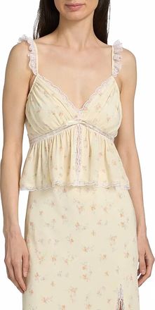 LoveShackFancy Nicoleta Floral Laced Top In Lemon Haze