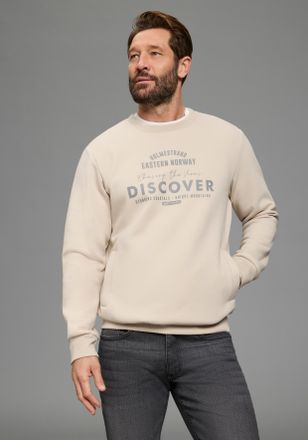 Man's World Sweatshirt MANS WORLD, Herren, Gr. 4XL (68/70), beige, angeraute Sweatware, Obermaterial: 60% Baumwolle, 40% Polyester, bedruckt, normal, Rundhals, an