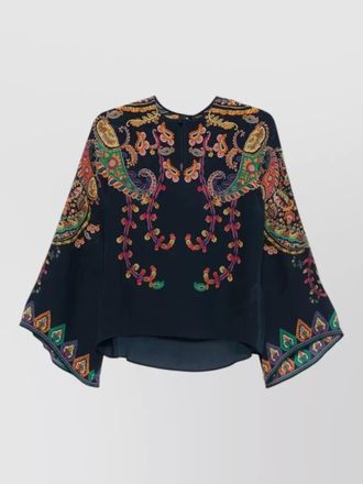 Etro scarf cape top long sleeve keyhole
