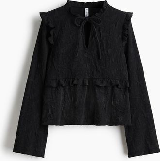H&M Bluse aus Jacquardjersey - Schwarz