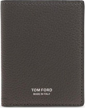 Tom Ford Leren Kaarthouder met Vouwsluiting - Heren - Portefeuilles - Grijs - ONE Size - Leer - Accessoires