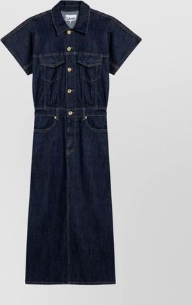 Ganni denim midi dress belt loops