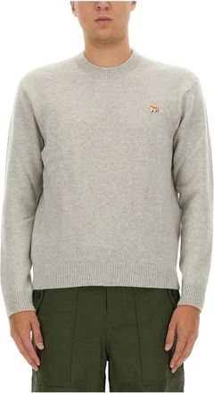 Maison Kitsun&eacute; Heren, Truien, Grijs, Maat: 2XL Wol