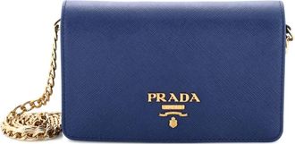 Prada Chain Wallet Saffiano Leather crossbody bag - Blauw