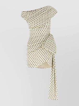 Self Portrait polka dot one shoulder mini dress tie