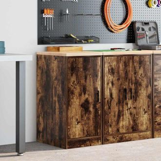 vidaXL Vidaxl - Garage Storage Cabinet Smoked Oak 40x51x85 cm Solid Wood Pine