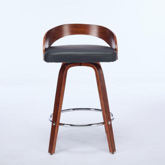 STILVORA Lote De 2 Taburetes De Bar Giratorios Con Respaldo Bajo, Estilo Retro Para Cocina Y Barra, Madera Y Pu, Negro