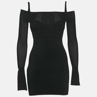Dion Lee Black Jersey & Mesh Corset Detail Mini Dress