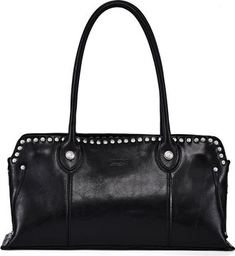 OLD TREND Soul Genuine Leather Studded Structured Shoulder Bag in Black at Nordstrom