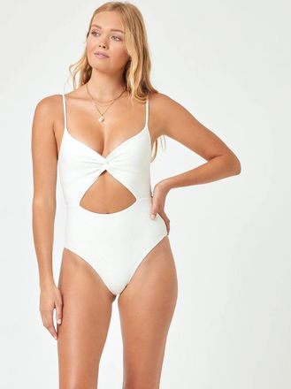 L*Space L*Space Eco Chic Repreve Kyslee Swimsuit Womens Cream Cutout One-Piece KFC191