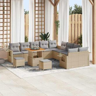 vidaXL Conjunto De Sof&aacute; De Jard&iacute;n 13 Pcs Beige Polirat&aacute;n Vidaxl