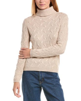 Sofiacashmere Sofiacashmere Rib Cable Turtleneck Wool & Cashmere-Blend Sweater