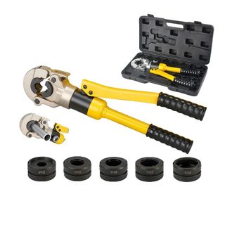 OEM Herramienta Hidr&aacute;ulica Para Engarzar Tuber&iacute;as Pex, Cuerpo De Acero Resistente, Mordazas De 12 A 28 Mm, Presi&oacute;n M&aacute;xima De 100 Kn, Mango De Dise&ntilde;o Ergon