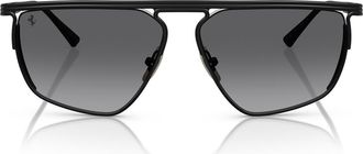 Ferrari 59mm Polarized Gradient Irregular Sunglasses in Black /Grey Gradient Polar at Nordstrom