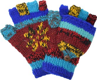 Gheri Woolen Knit Fleecelined Fingerless Gloves Convertible Mittens E