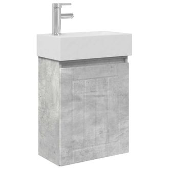 vidaXL M&oacute;dulo De Ba&ntilde;o Con Grifer&iacute;a Gris Hormig&oacute;n 45,5 X 25,5 X 84 Cm Vidaxl