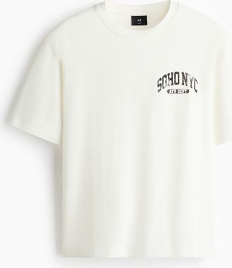H&M Bedrucktes T-Shirt in Loose Fit - Weiss/Soho Nyc