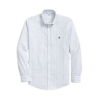 Brooks Brothers Slim Fit Non-Iron Plaid Stretch Oxford Shirt with Button Down Collar - male - Brooks Brothers - Casual Shirts - Blue - M - Shirts