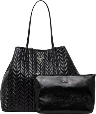 Guess Cheryl Quilted Chevron Tote - Dames - Shoppers - Zwart - ONE Size - Leer - Tassen